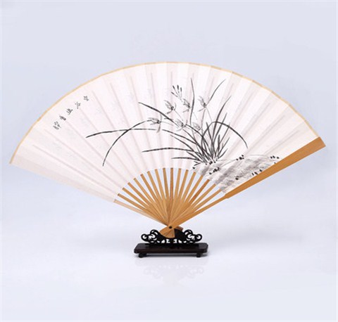 中国风玉竹手绘折扇