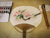 花卉图案团扇手绘教程