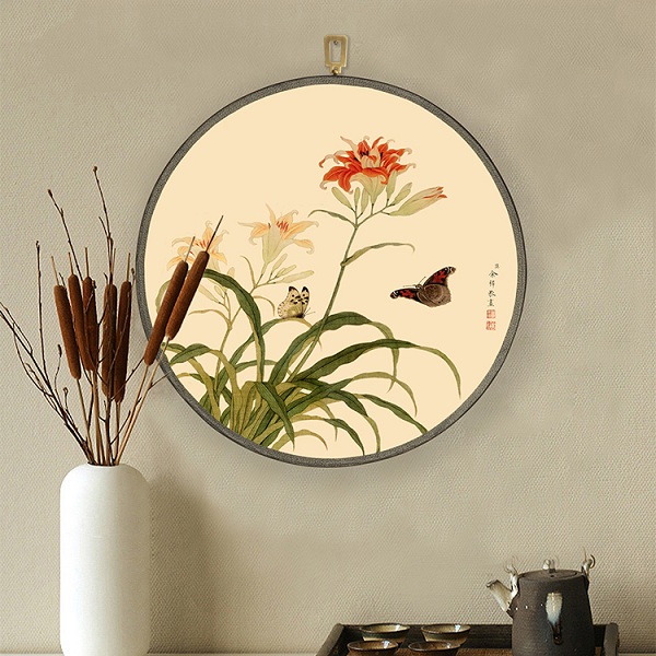 中式花鸟画装饰团扇
